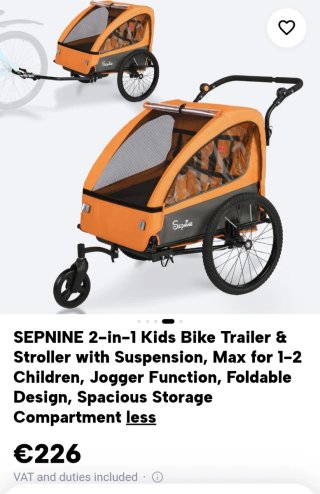 Remolque bici niños SEPNINE 2-en-1