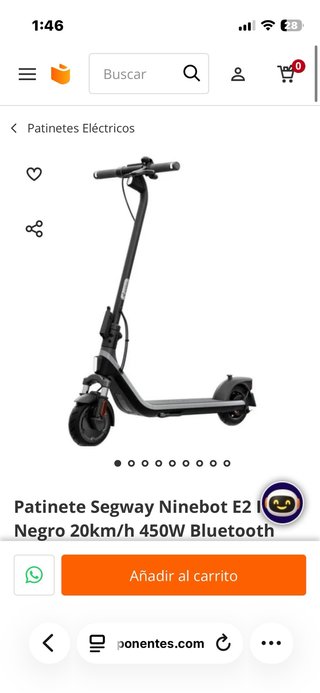 Patinete Segway Ninebot E2 II Negro