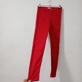 Pantalones Skinny Tiro Alto Rojos
