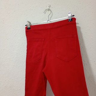 Pantalones Skinny Tiro Alto Rojos