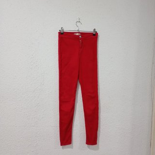 Pantalones Skinny Tiro Alto Rojos