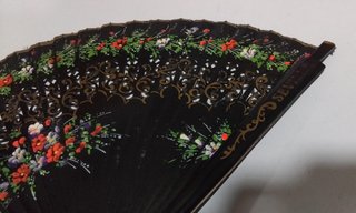 Abanico Vintage Madera Pintado Flores