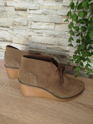 Botines de Cuña Clarks Mujer Beige/Marrón