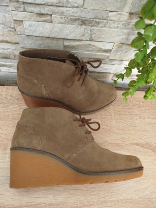 Botines de Cuña Clarks Mujer Beige/Marrón