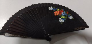 Abanico Madera Pintado A Mano Flores