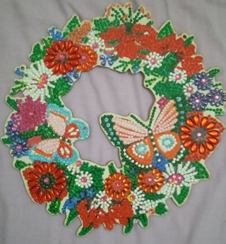 Mosaico Diamante Mariposas Flores Hecho Mano