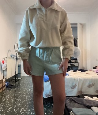 Jersey blanco mujer cremallera