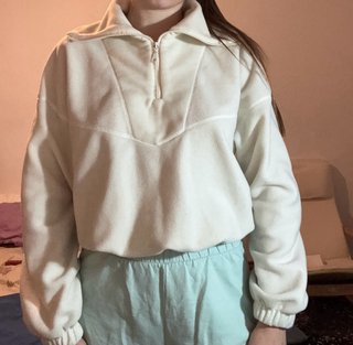 Jersey blanco mujer cremallera