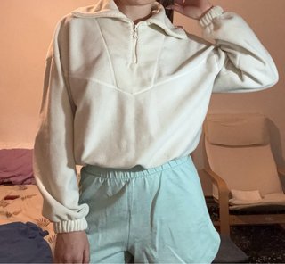 Jersey blanco mujer cremallera