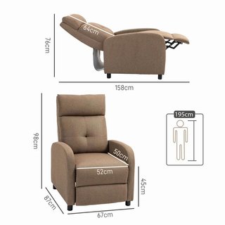 Sillón Reclinable Manual 155o Marrón 150kg Sofá