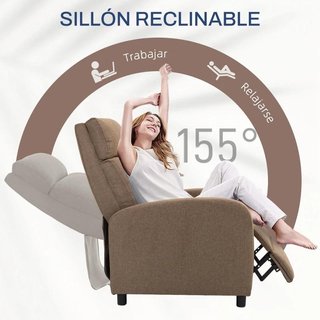 Sillón Reclinable Manual 155o Marrón 150kg Sofá