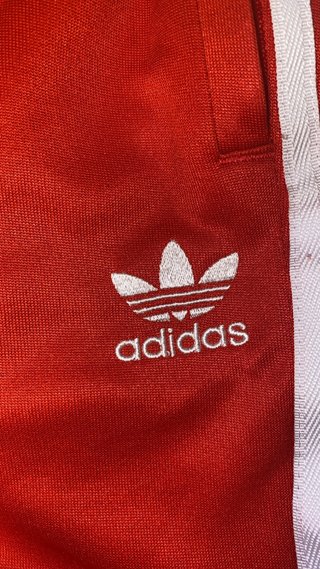 Pantalón Adidas rojo rayas blancas Retro Vintage S