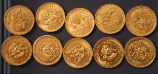 Monedas Oro México 2.5 Pesos (Dos y medio pesos)