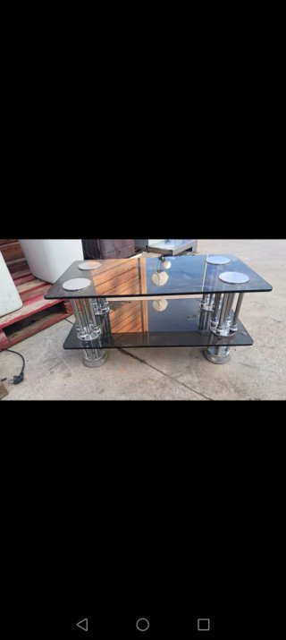 Mesa de centro cristal y metal
