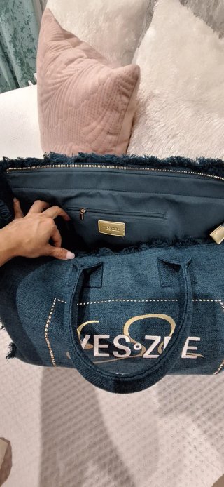 Bolso YES ZEE azul y dorado