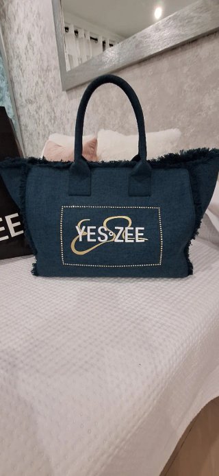 Bolso YES ZEE azul y dorado