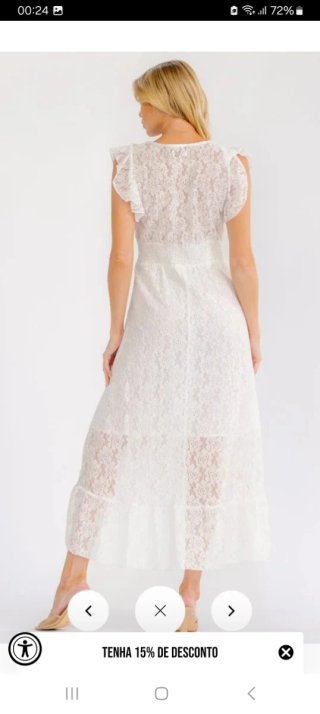 Vestido creme boho com franjas e bordado