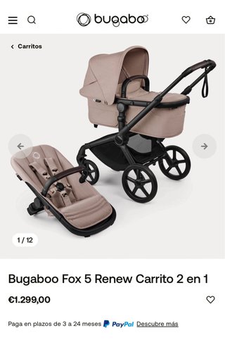 Carrito Bugaboo Fox 5 Renew Beige 2 en 1