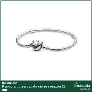 Pandora pulsera plata cierre corazón 23 cm