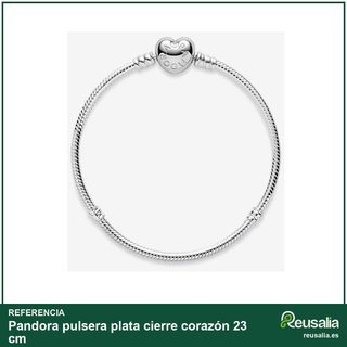 Pandora pulsera plata cierre corazón 23 cm
