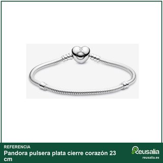 Pandora pulsera plata cierre corazón 23 cm