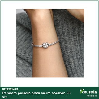 Pandora pulsera plata cierre corazón 23 cm