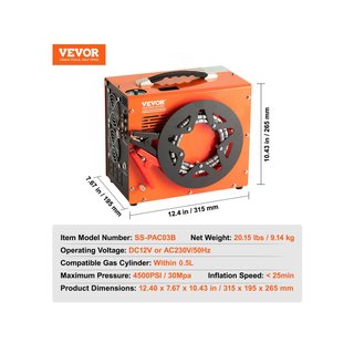 VEVOR compresor aire PCP portátil 30 MPa