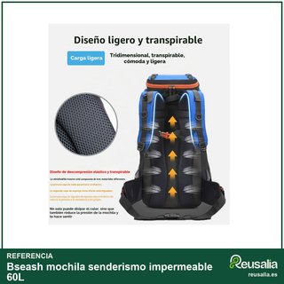 Bseash mochila senderismo impermeable 60L