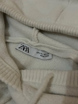 Sudadera corta talla S crema/blanco