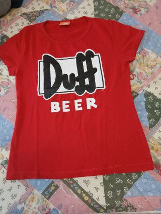 T shirt rossa Duff Beer misure in descrizione