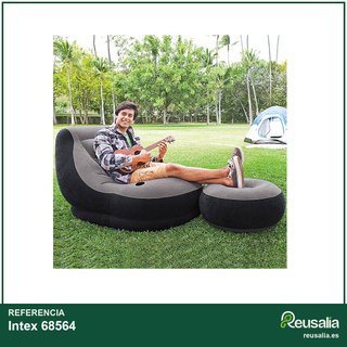 Intex 68564 sillón hinchable con reposapiés gris