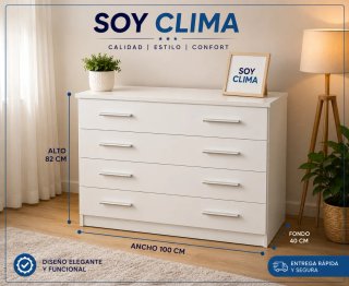 Cómoda de madera color ártico
