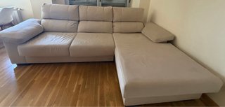 Sofá Cama Chaise Longue Beige
