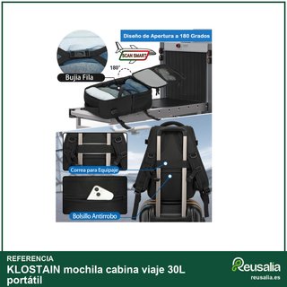 KLOSTAIN mochila cabina viaje 30L portátil