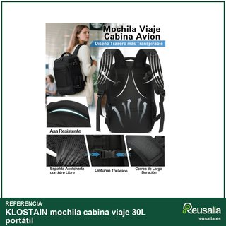KLOSTAIN mochila cabina viaje 30L portátil