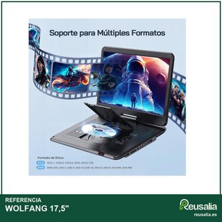 WOLFANG 17,5" reproductor DVD portátil 15,6" HD
