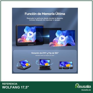 WOLFANG 17,5" reproductor DVD portátil 15,6" HD