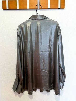 Camisa H&M Metalizada Gris Plateado