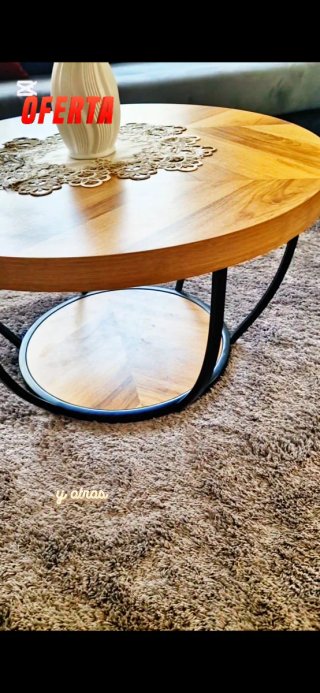 Mesa redonda madera y metal