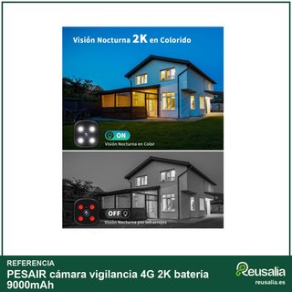PESAIR cámara vigilancia 4G 2K batería 9000mAh