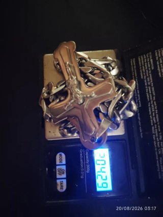CADENA + CRUZ /  PLATACERO / 205 GRAMOS - 62 cm !