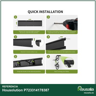 Housolution soporte pared bicicleta acero robusto