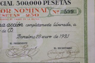 La Perfección, S.A. 1921. Títulos, acciones.