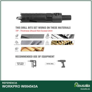 WORKPRO Kit 9 sierras agujero metal madera