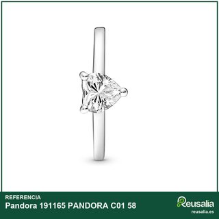 Pandora anillo solitario corazón plata 58