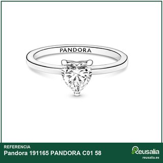 Pandora anillo solitario corazón plata 58