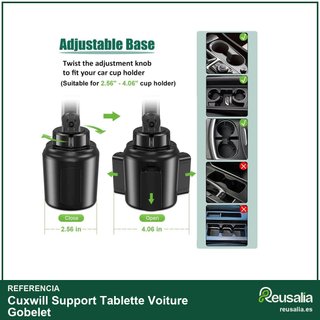Soporte tablet coche portavasos 4-13'' universal