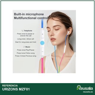 URIZONS auriculares cable trenzado micrófono