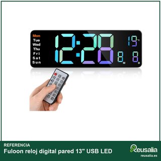 Fuloon reloj digital pared 13" USB LED