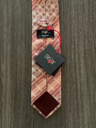 Corbata Croata Seda Rosa y Dorada